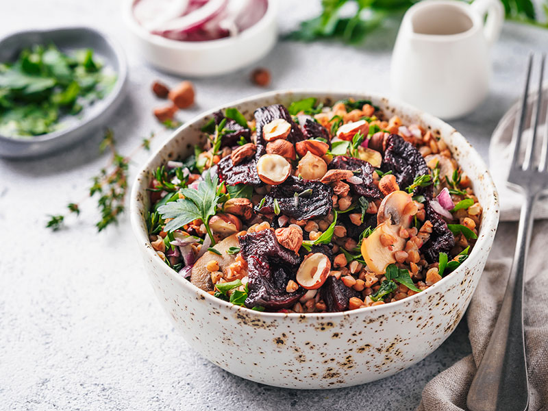 saladas de grãos