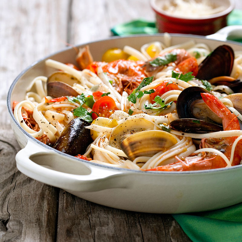Linguine com frutos do mar